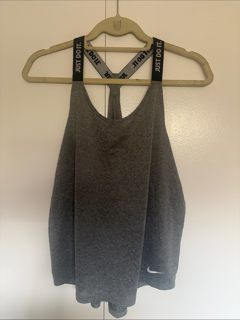 Nike Gray Racerback Tank with 'Just Do It' Branded Straps